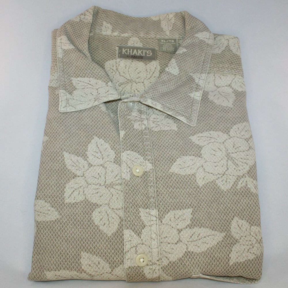Khaki's by Arrow Floral Pattern Short Sleeve Shirt XL